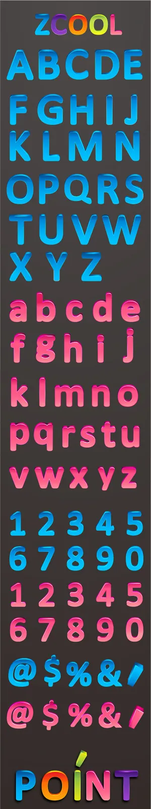 三维彩色矢量的字母和数字 三维彩色矢量的字母和数字