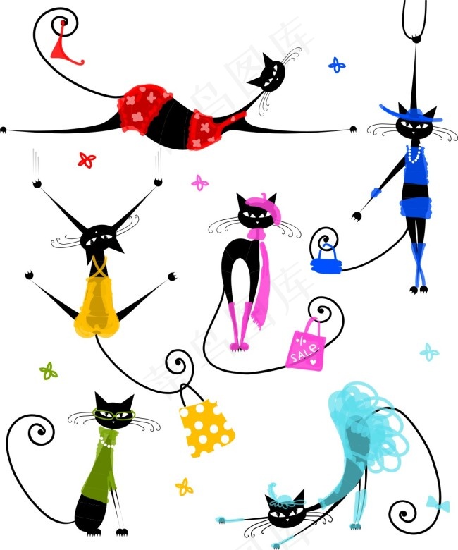 卡通黑猫插画矢量素材cdr矢量模版下载