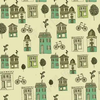 欧洲城市建筑线稿矢量素材