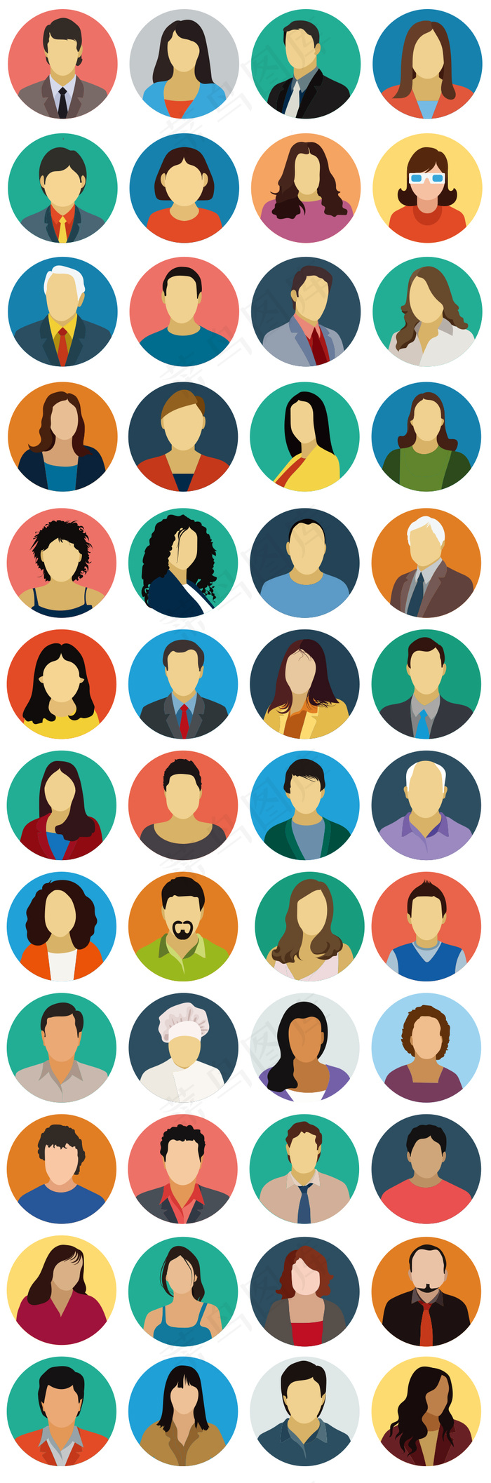 2017欧美圆形扁平化时尚职业人物...