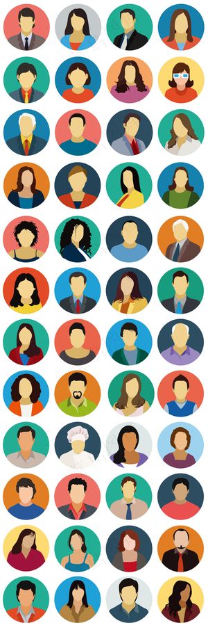 2017欧美圆形扁平化时尚职业人物...