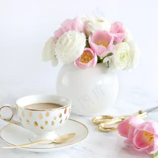 简约小清新文艺风插花静物摆拍背景