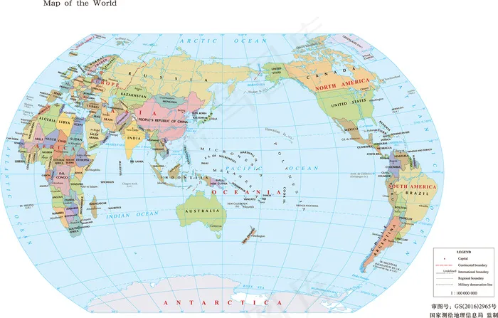 世界地图一1:1亿8开英分国设色eps,ai矢量模版下载