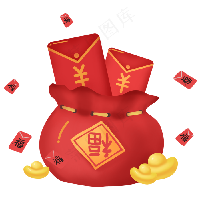 红色新年红包下载,免抠元素
