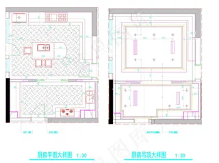 厨卫平顶立cad图纸