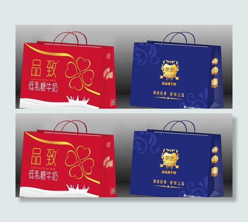 三元牛奶手提袋 (展开图)图片ai矢量模版下载