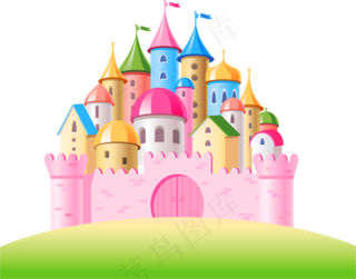 卡通唯美彩色童话城堡图案元素