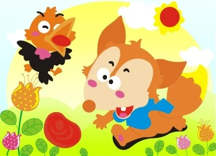 狐狸和乌鸦cdr矢量模版下载