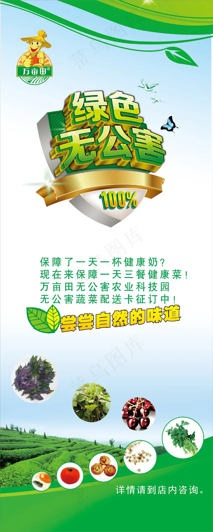 绿色农产品易拉宝矢量素材(800X2000)cdr矢量模版下载