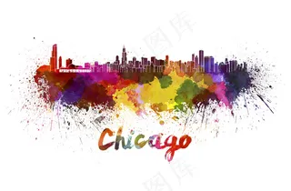 芝加哥水彩插画