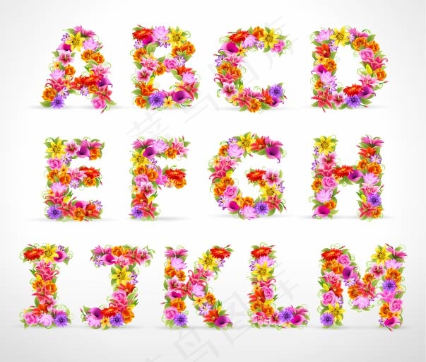 精巧玲珑的花和信件02矢量