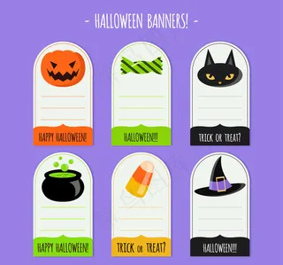 6款创意万圣节banner矢量图