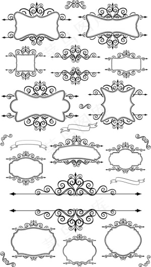黑色欧式边框线条边框矢量图