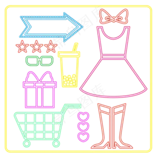 双十一霓虹灯装饰,免抠元素