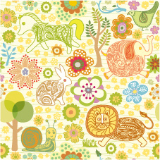 数十款手绘卡通动物花鸟eps矢量素...