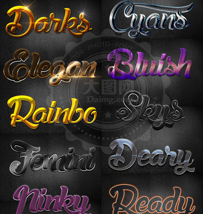 10款时尚质感艺术字设计PS样式