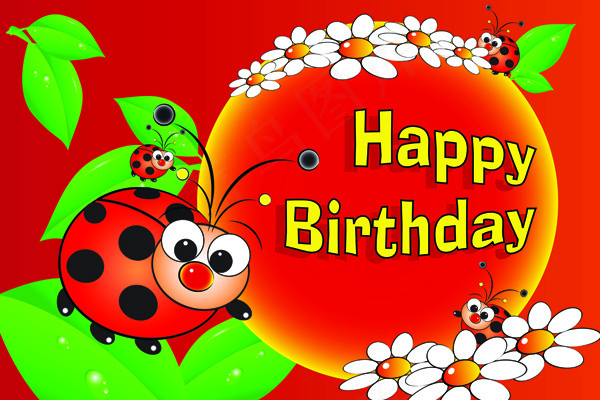 可爱的生日祝福人物矢量素材