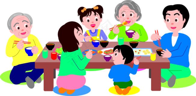 全家人吃饭矢量图
