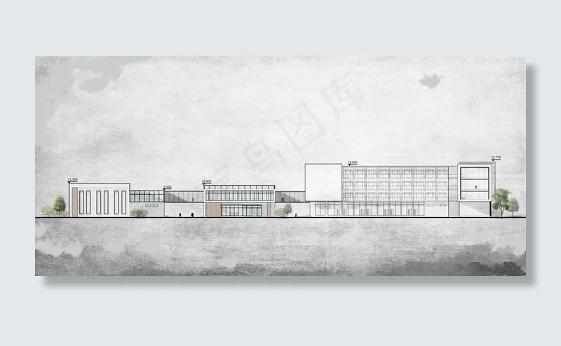建筑立面PSD效果图(8000X3592(DPI:96))psd模版下载