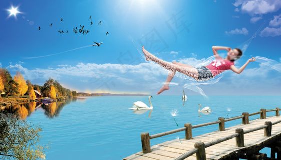 摇曳夏日风情休闲女性PSD分层模板