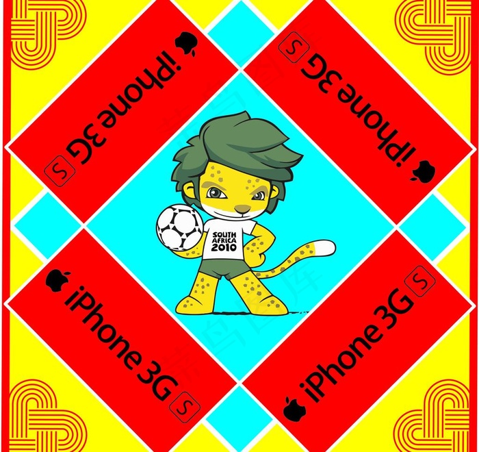 2010南非世界杯吉祥物头巾图片