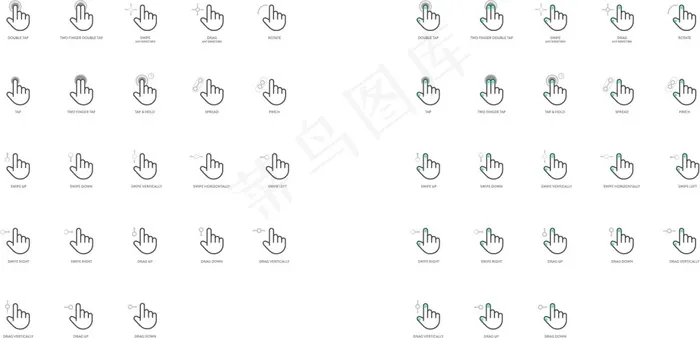 触摸手势图标集ai矢量模版下载