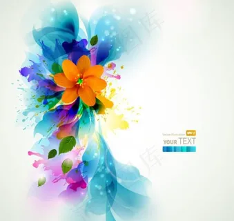 炫彩花朵背景矢量素材二