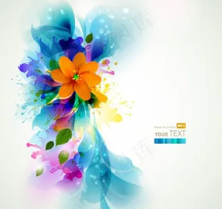 炫彩花朵背景矢量素材二
