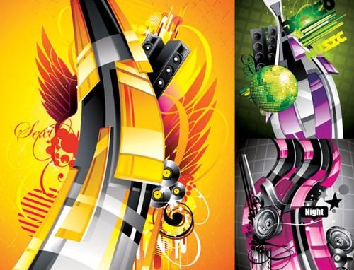 潮流音乐海报图案矢量素材