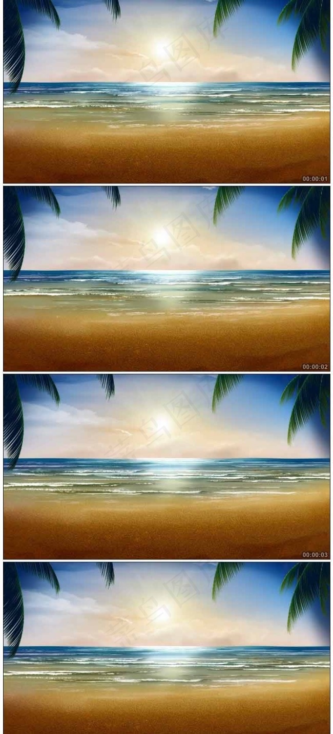 沙滩午后阳光照射高清动态视频素材