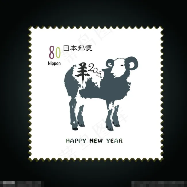 卡通羊邮票eps,ai矢量模版下载
