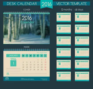 2016猴年日历模板矢量素材V.37