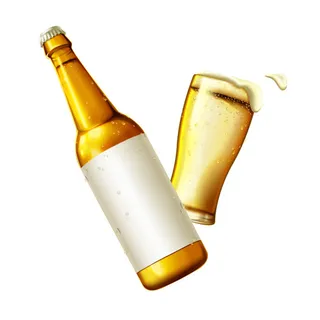 逼真酒杯与啤酒元素矢量集合