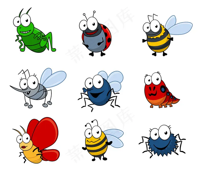 卡通昆虫集04-矢量素材eps,ai矢量模版下载