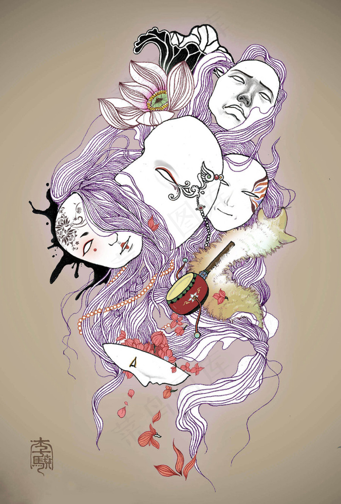 人物手绘创意图片