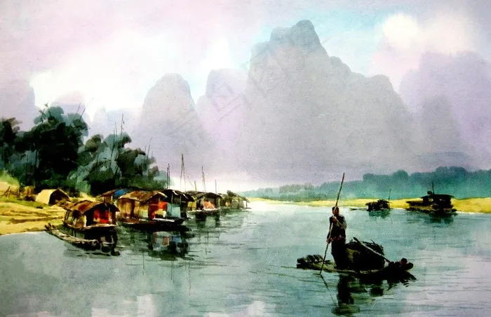 春江打鱼图片