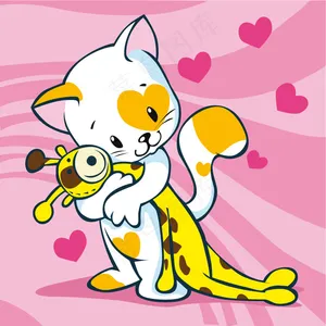 可爱花猫矢量素材