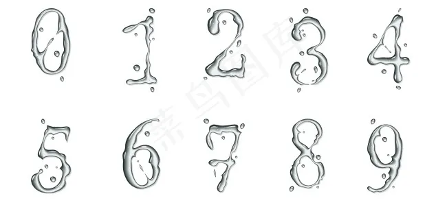 水滴数字ai矢量模版下载