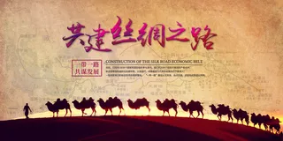 2017复古风一带一路展板模板