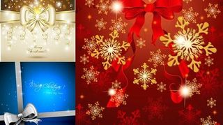 圣诞节丝带蝴蝶结卡片矢量图