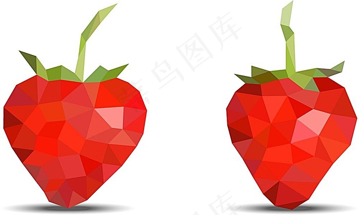 低聚设计的草莓eps,ai矢量模版下载
