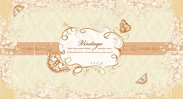 与蝴蝶矢量插图画花卉帧 与蝴蝶矢量插图画花卉帧