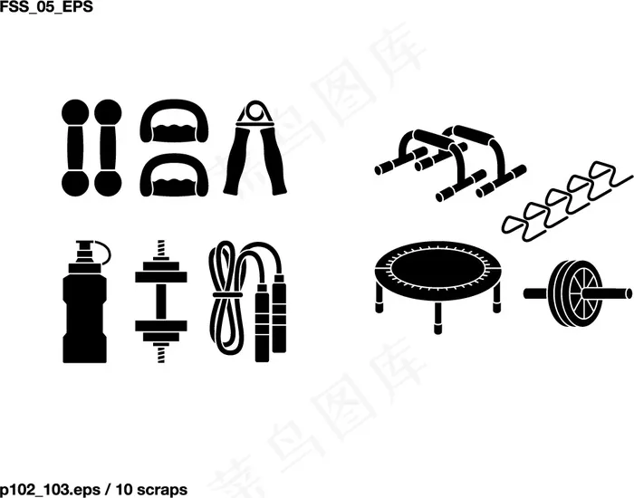 矢量剪影体育器材设备的各种元素，5...eps,ai矢量模版下载
