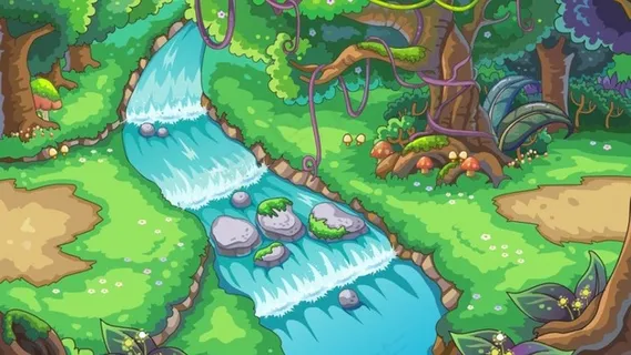 卡通森林小河图片