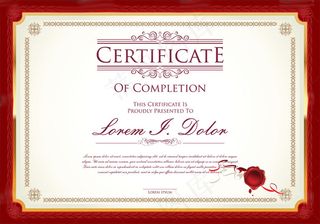 红色纯英文高档证书设计矢量素材