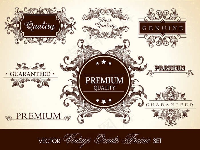 向量集书法设计框架和页面装饰华丽e...