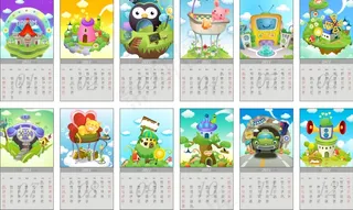 卡通动漫乐园2011挂历矢量图