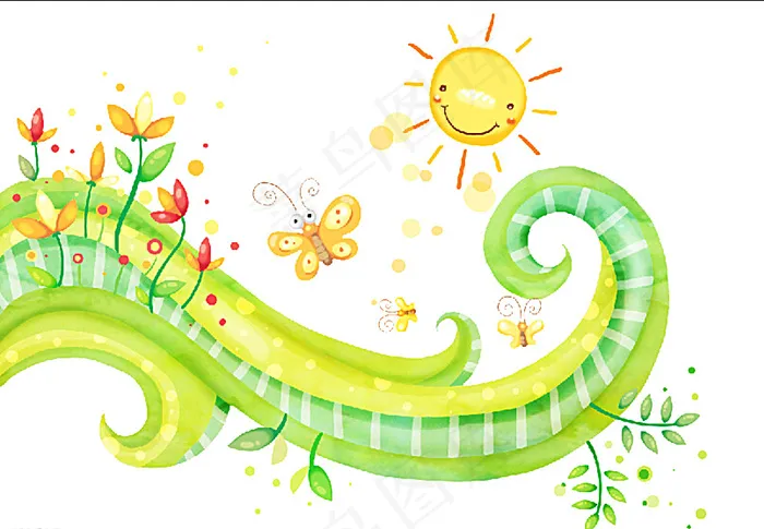 蝴蝶花朵插画图片psd模版下载
