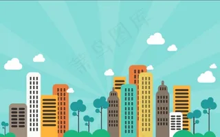 可爱城市背景图 网页背景图 城市背...