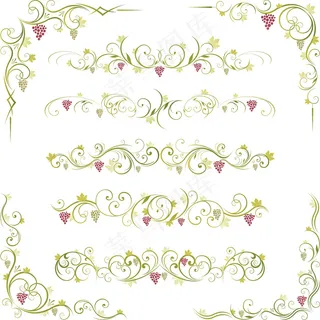 绿色的花边花纹矢量
